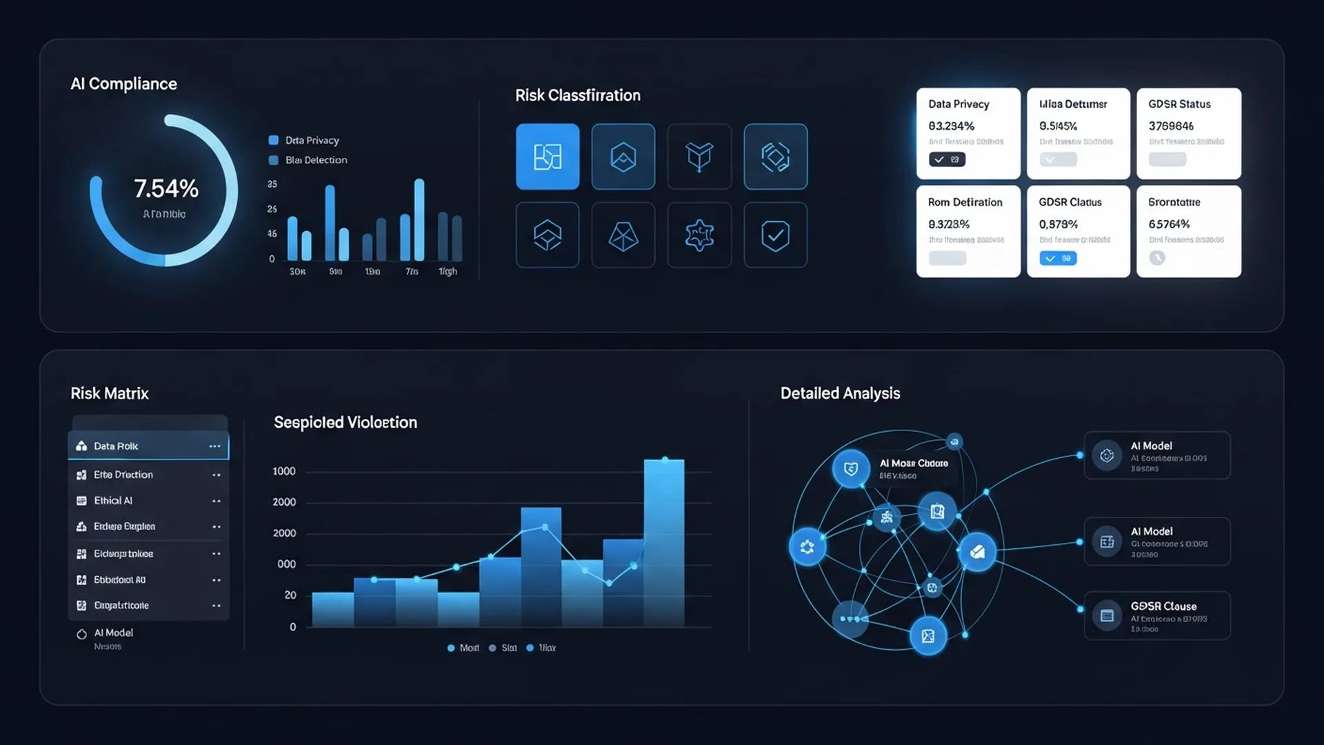 AI compliance dashboard showing risk classification and analysis